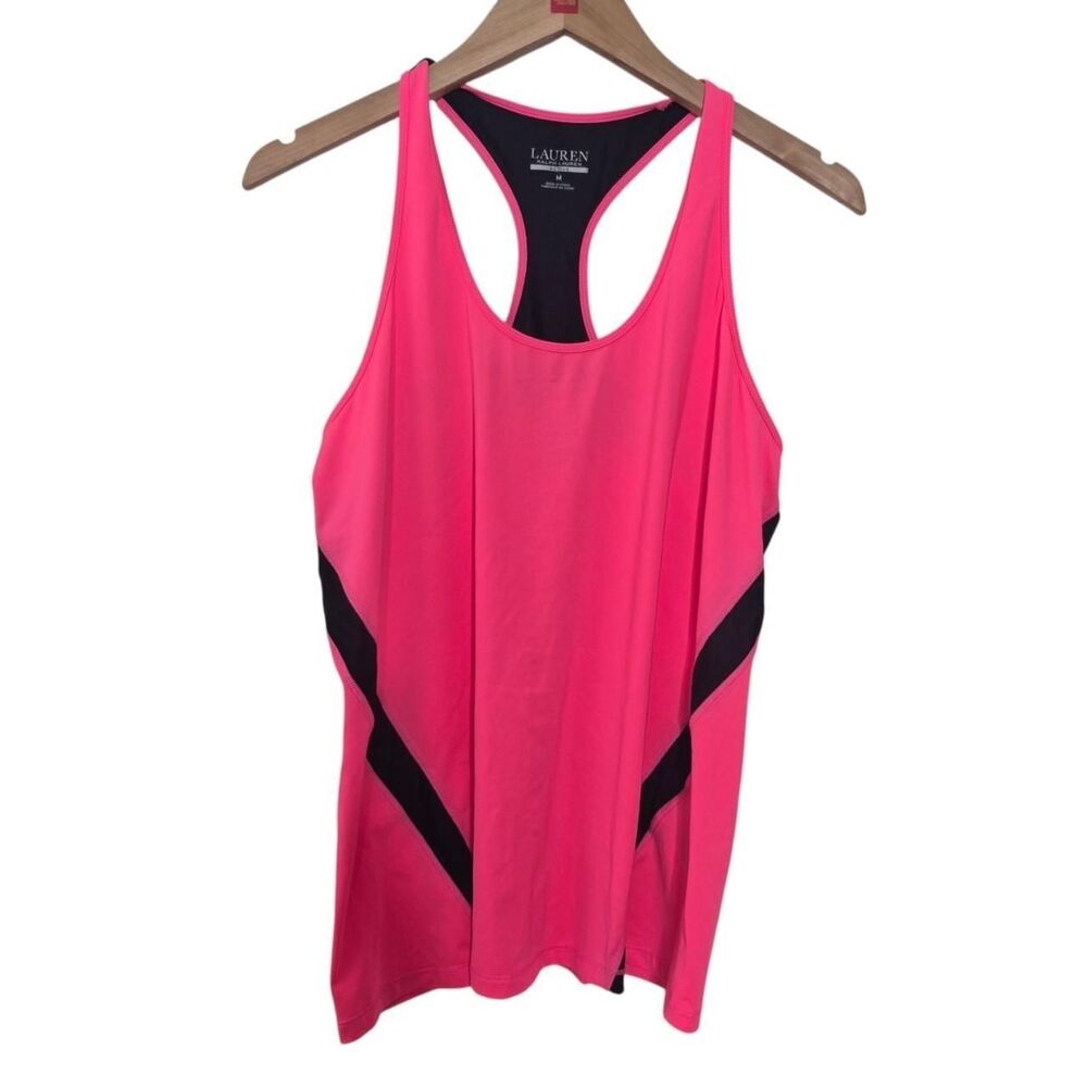 Lauren Ralph Lauren Hot Pink Black Active Tank Top Racerback Size Medium